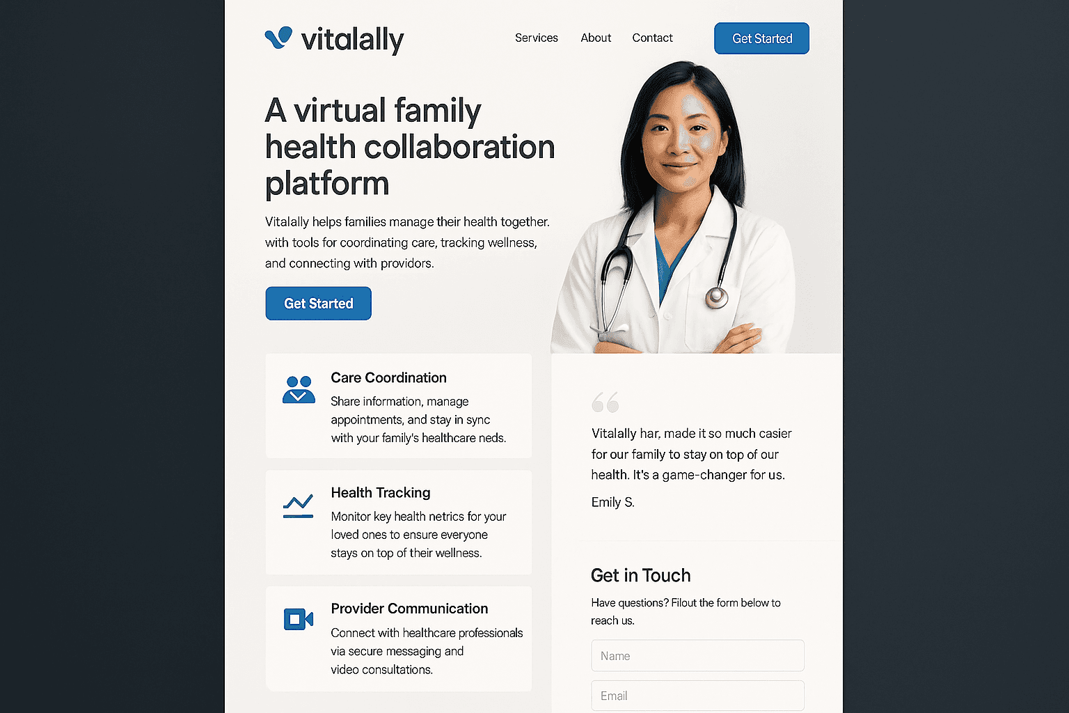 vitalally.com website mockup